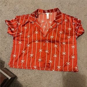 Victoria's Secret Red and White Bow Pajama Top
